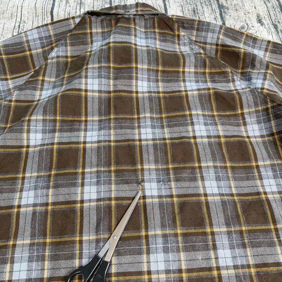 VTG Penneys Plus Plaid Wool Button Down 60s LS Flannel Shirt L-16-16 1/2 - Picture 7 of 11